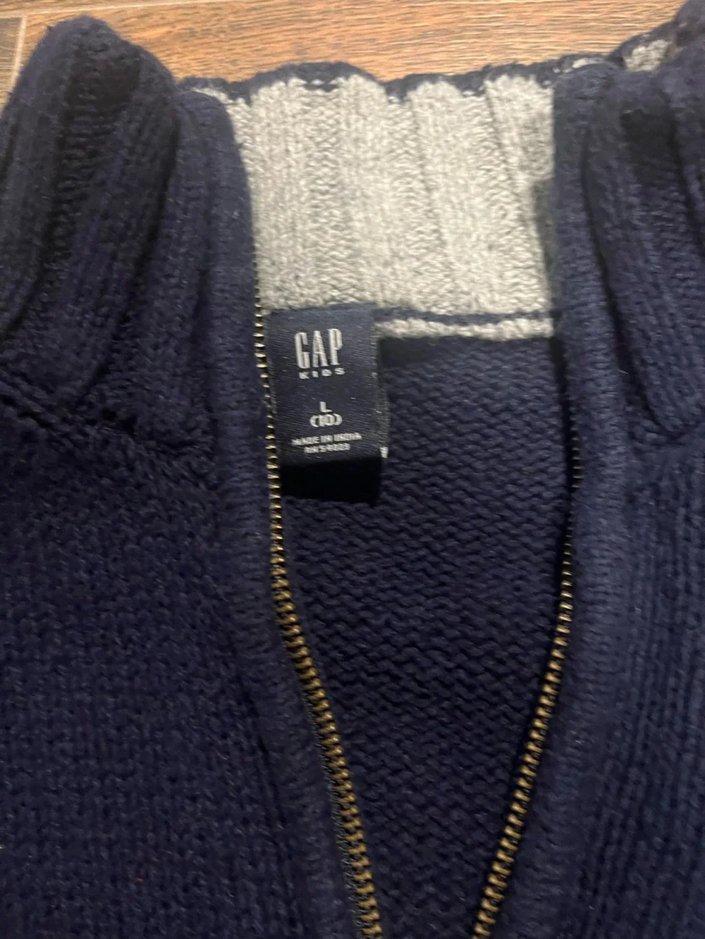 GAP Navy Knit Zip Sweater with Gold-Tone Zipper